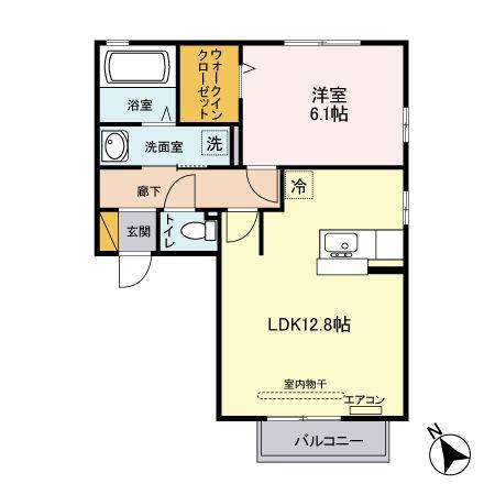 アクシス B棟(1LDK/2階)の間取り写真
