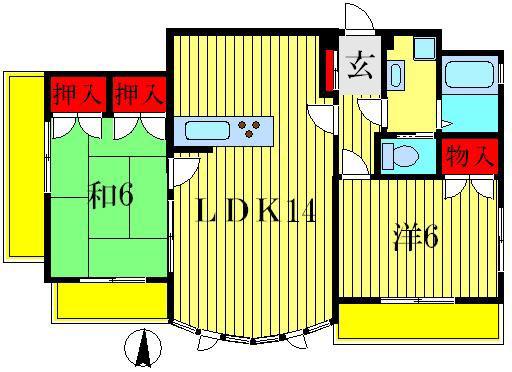 パークアベニュー(2LDK/5階)の間取り写真