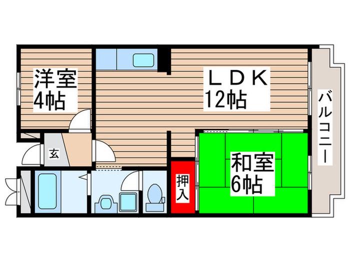 山崎マンション(2LDK/1階)の間取り写真