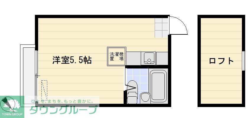 ジュネスハイツC(ワンルーム/2階)の間取り写真