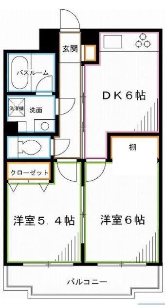 コート荻窪(2DK/2階)の間取り写真