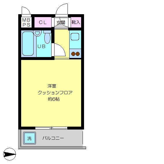 ペガサスマンション経堂(ワンルーム/3階)の間取り写真