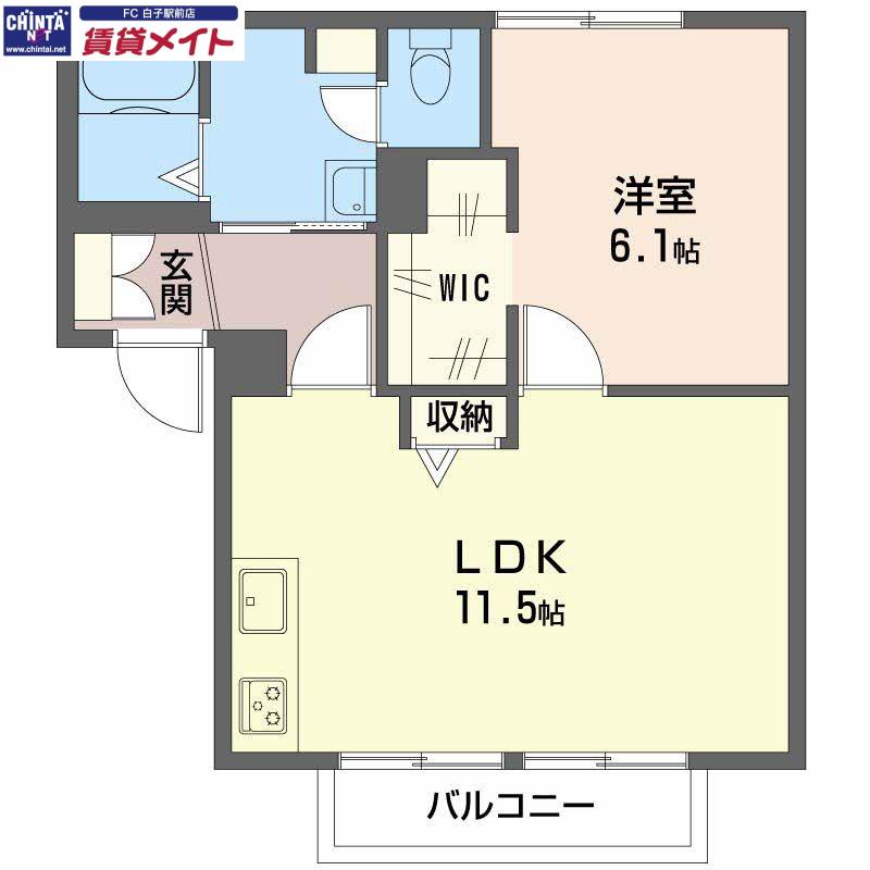 セントラルビラ スズカ A(1LDK/2階)の間取り写真