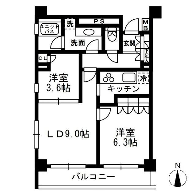 レジディア中落合C(2LDK/7階)の間取り写真
