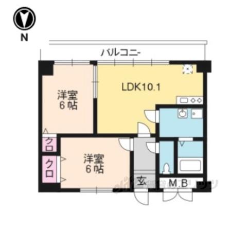ディンプル阪本(2LDK/1階)の間取り写真