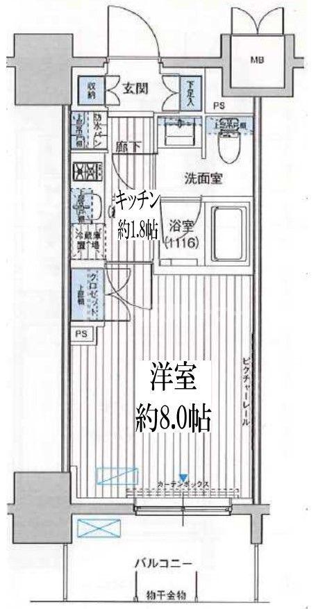 プラネソシエ西新井(1K/4階)の間取り写真