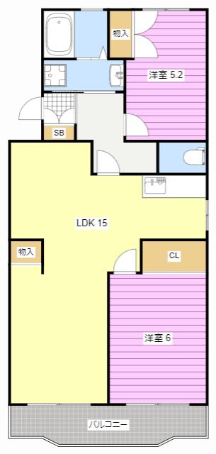 マンション畑(2LDK/1階)の間取り写真