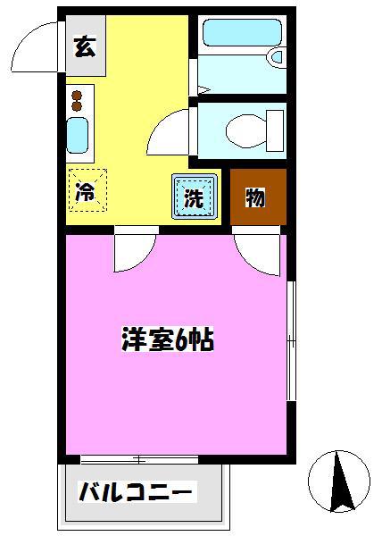ベルパルク松戸(1K/2階)の間取り写真