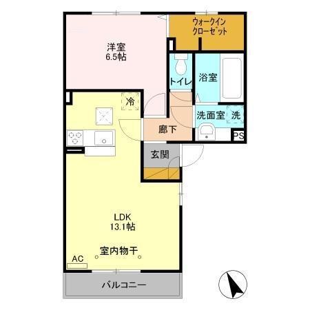 シャ・エラン(1LDK/1階)の間取り写真