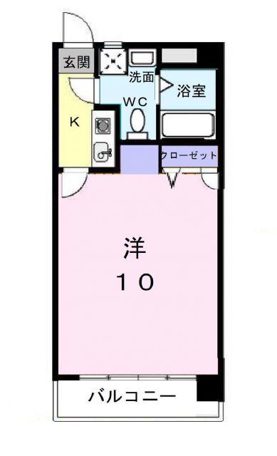 ヴィラ虎丸(1K/2階)の間取り写真