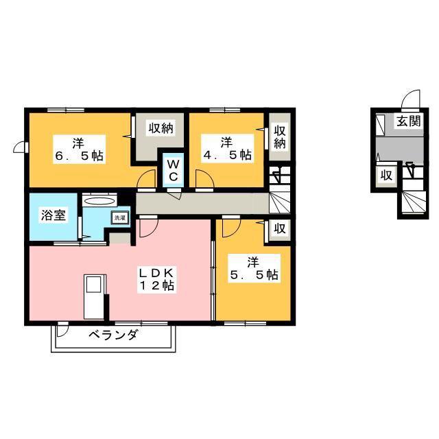 PATIO VERDE A(3LDK/2階)の間取り写真