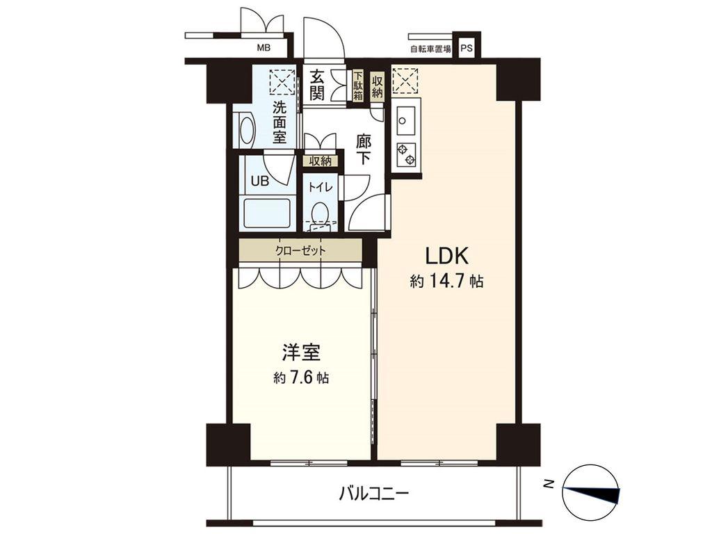 レジデンス仙台駅東(1LDK/9階)の間取り写真