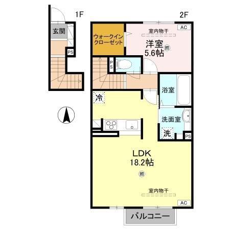 LAMURE(1LDK/2階)の間取り写真
