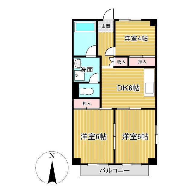東洋マンション(3DK/4階)の間取り写真