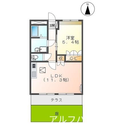 ディアコートB(1LDK/1階)の間取り写真