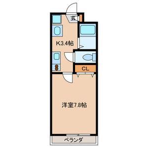 K.Y南八幡(1K/1階)の間取り写真
