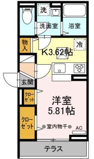 セレスティア東瑞江(ワンルーム/1階)の間取り写真