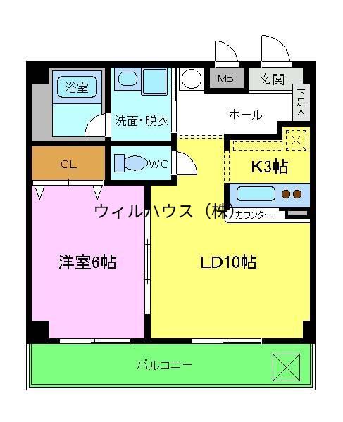 シティーコート熊野町(1LDK/7階)の間取り写真