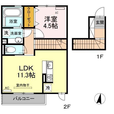 セジュール本妙寺(1LDK/2階)の間取り写真