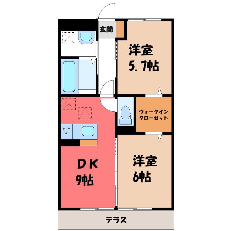 アネックス曙町(2DK/1階)の間取り写真