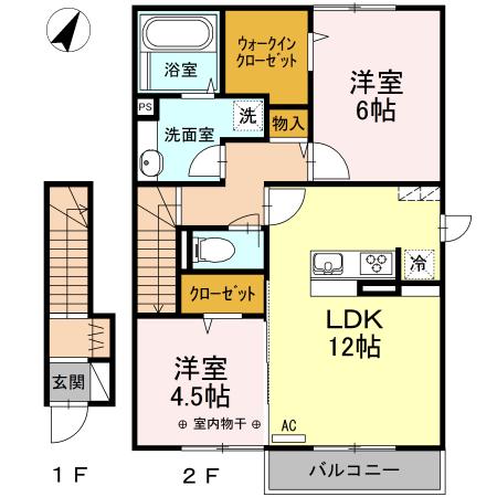 KAFUURESIDENCE(2LDK/1階)の間取り写真