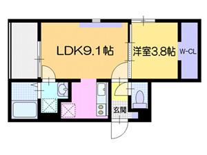 キャットゥーナN21(1LDK/2階)の間取り写真