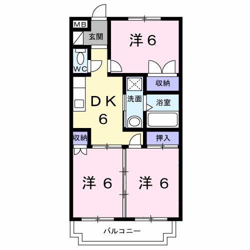 メゾンむさし野(3DK/2階)の間取り写真