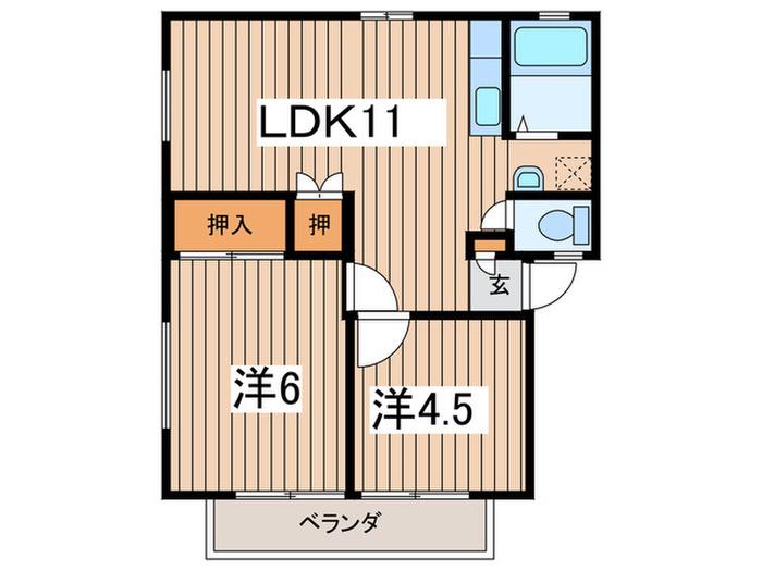 ふじハイツ(2LDK/1階)の間取り写真