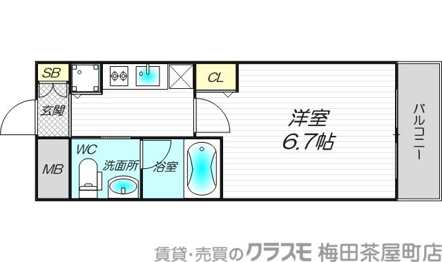 ビガーポリス224松ヶ枝町II(1K/9階)の間取り写真
