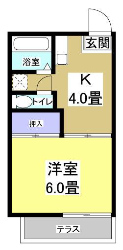 つつじヶ丘コーポ(1K/1階)の間取り写真