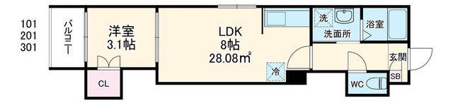 CIEL TERRACE(1LDK/3階)の間取り写真