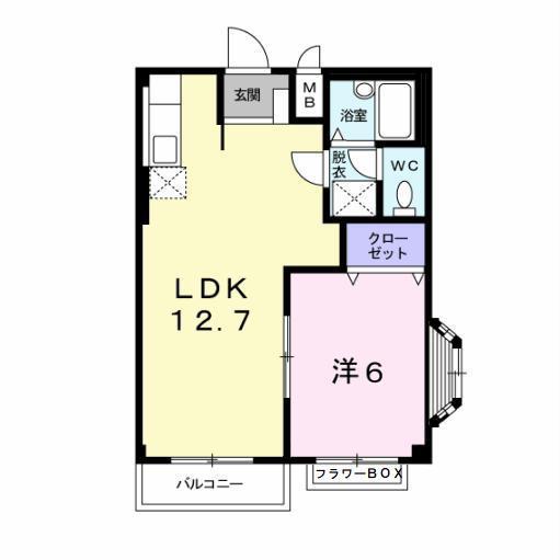 エルディム岡田(1LDK/2階)の間取り写真