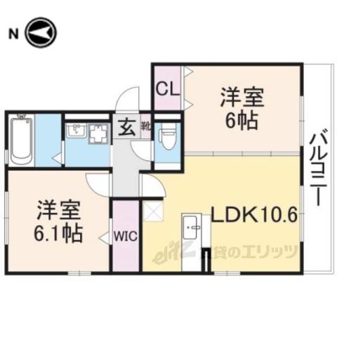 ソルピーノ B棟(2LDK/2階)の間取り写真
