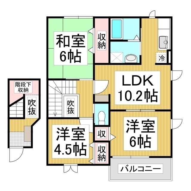 クレストールIB(3LDK/2階)の間取り写真