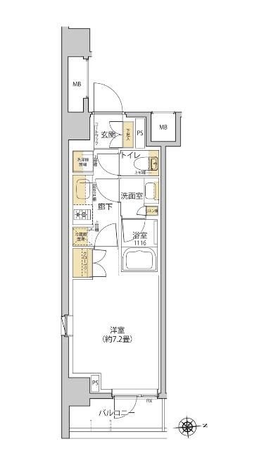 グレーシアフィット羽沢横浜国大(1K/4階)の間取り写真