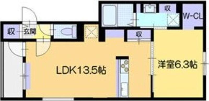 ネコフィーノルナ(1LDK/2階)の間取り写真