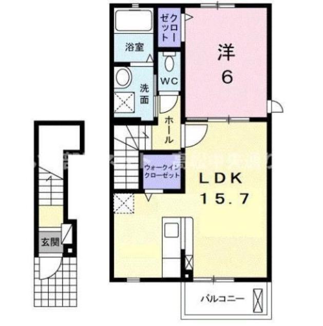 DOLCEVITA(1LDK/2階)の間取り写真