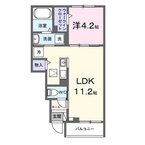 グレイス ヒルズ(1LDK/1階)の間取り写真