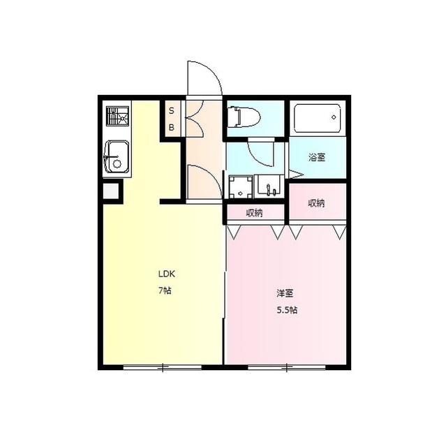 リヴェール・アークII(1LDK/1階)の間取り写真