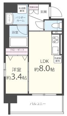 ル・シエル天王寺(1LDK/2階)の間取り写真