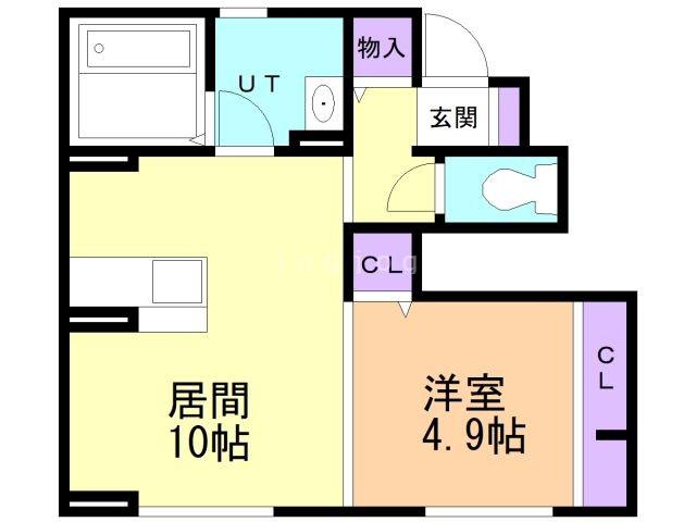 ハイグランド石江(1LDK/1階)の間取り写真