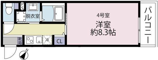 ルミア南林間(1K/2階)の間取り写真