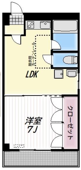 HILL TOP高輪(1LDK/2階)の間取り写真