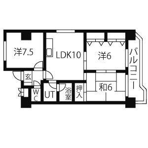 マジェスティハイツ御成(3LDK/5階)の間取り写真