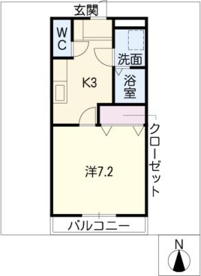 ファーレ(1K/2階)の間取り写真