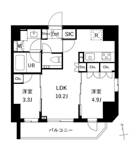 ES-GRANDE御徒町(2LDK/6階)の間取り写真