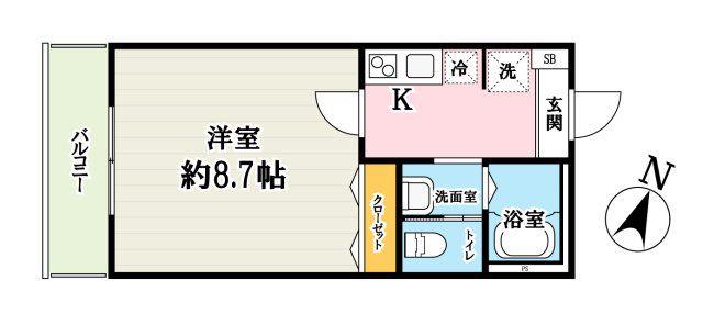 キャメル入曽5(1K/2階)の間取り写真