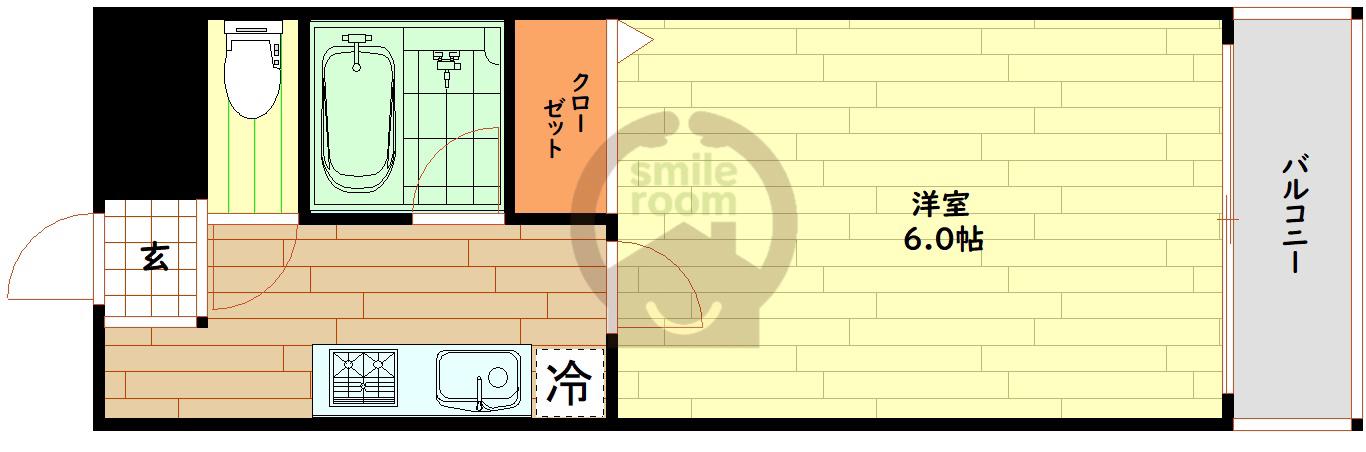 シティライフエステート難波南(1K/6階)の間取り写真
