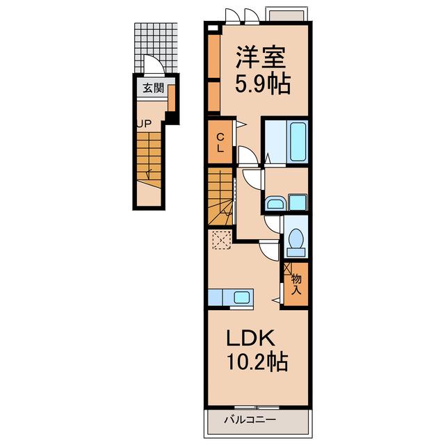 ウィステリアサカキ(1LDK/2階)の間取り写真