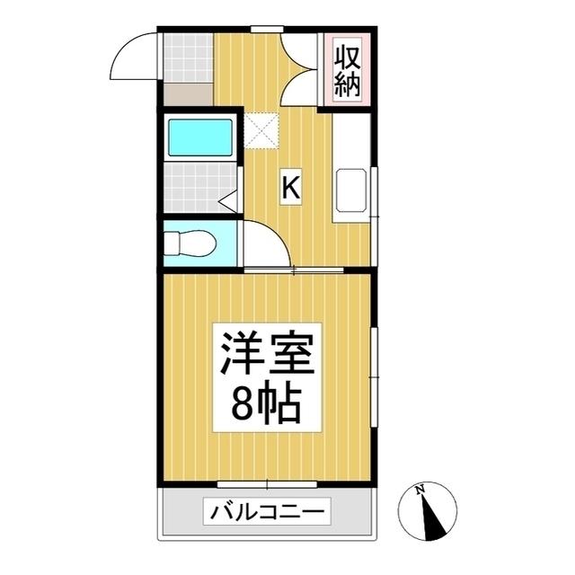 ハイデンス秋和(1K/2階)の間取り写真